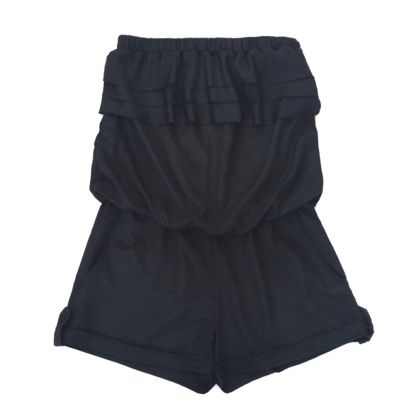 Arden B Pants - Arden B Black Ruffle Tube Top (Sleeveless) Romper Jumper Shorts / Jumpsuit XS